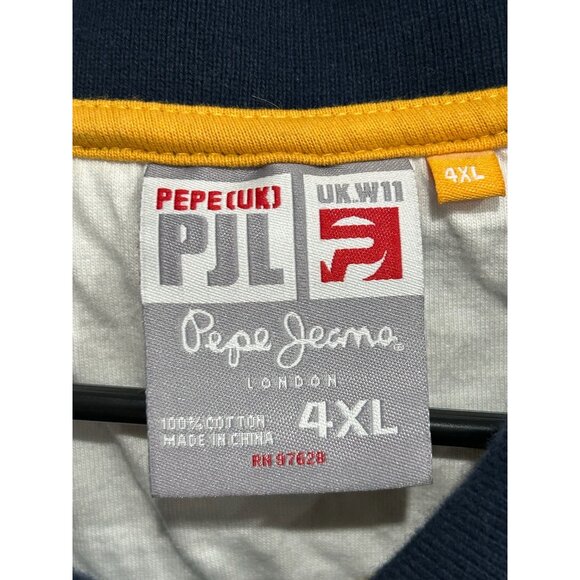 Pepe Jeans London Polo Shirt Navy Gold Sz 4XL Embroidered Native American Chief - Picture 5 of 10